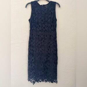 Ann Taylor Navy Floral Lace Midi Dress